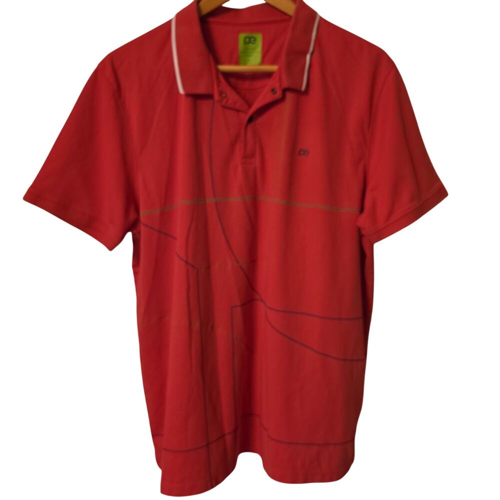 Peter England Shirt Sport Men's XXL Snug Fit Perform Polo Red Orange Salmon
